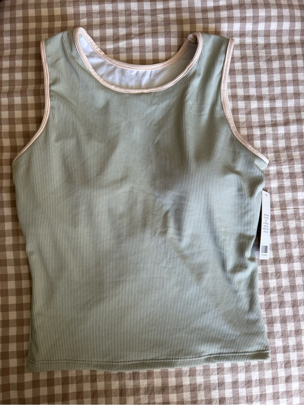 Geode Swimwear Women's Havasu Tankini Top Size Medium Green High Neck Padded